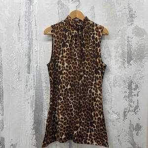 Express Leopard Medium Sleeveless Mock Neck Dress Express Vintage Y2K Dress Med